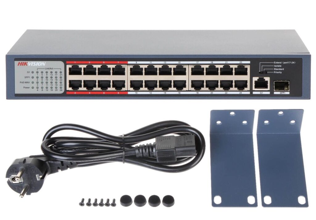Switch POE 24 cổng Hikvision DS-3E0326P-E/M(B) switch poe 24 port 100Mbps hikvision DS 3E0326P E MB