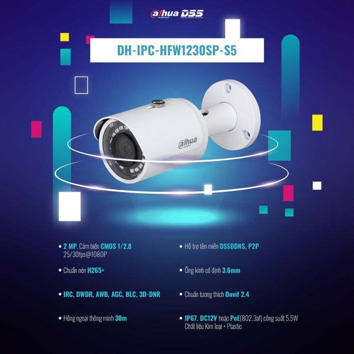 Camera IP 2MP DAHUA DH-IPC-HFW1230SP-S5