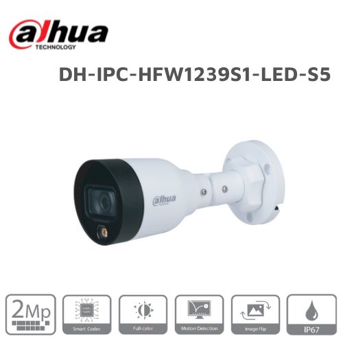 Camera IP Full Color 2MP DAHUA DH-IPC-HFW1239S1-LED-S5 DH IPC HFW1239S1 LED S5