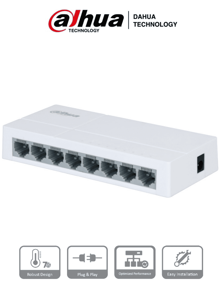 Ethernet Switch 8 port DAHUA DH-PFS3008-8ET-L Switch de 8 puertos FastEthernet DH PFS3008 8ET L