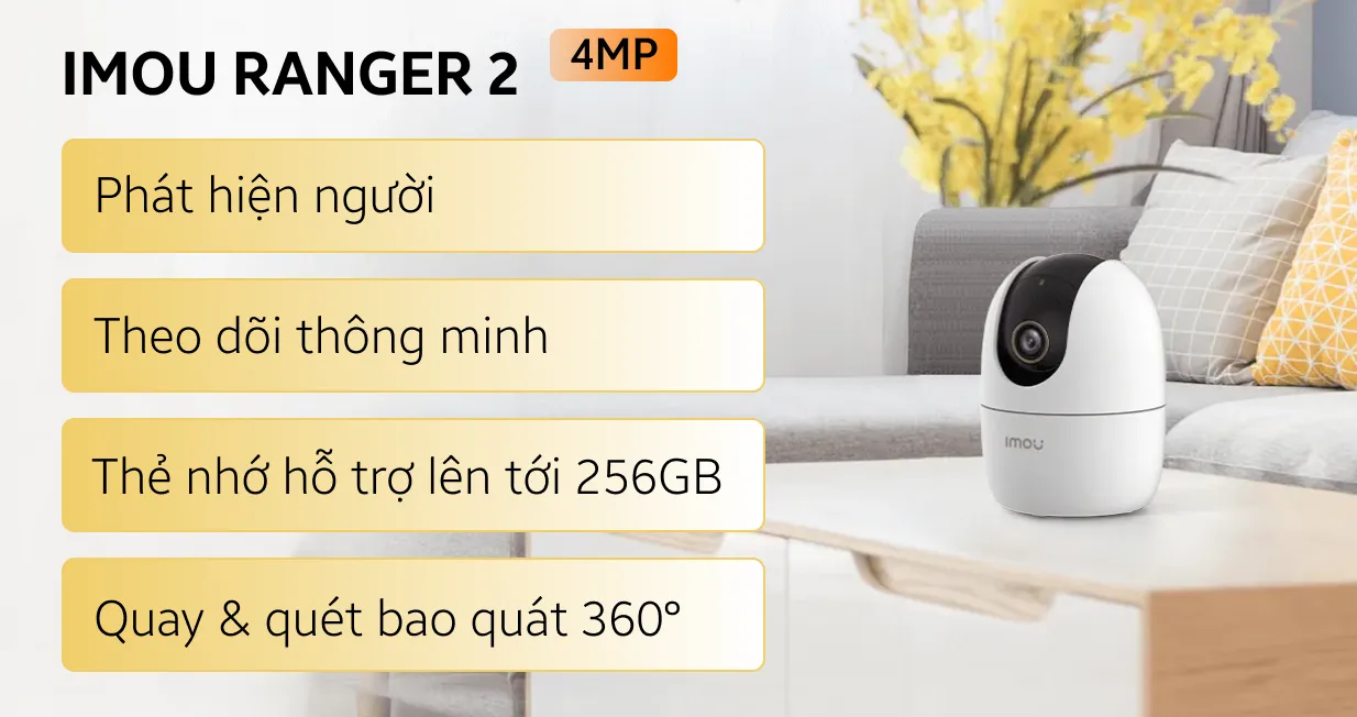 Camera Wifi 360 độ 4MP IMOU IPC-A42P-L (Ranger 2 ) camera ip wifi imou ipc a42p d 4mp 1 2