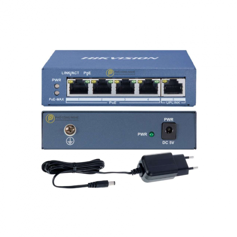 Switch POE GIGABIT 4 cổng PoE 1000Mpbs Hikvision DS-3E0505P-E/M ds3e0505e 516