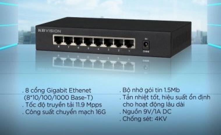 Switch mạng 8 cổng KBVISION KX-CSW08 Switch mạng 8 cổng KBVISION KX-CSW0