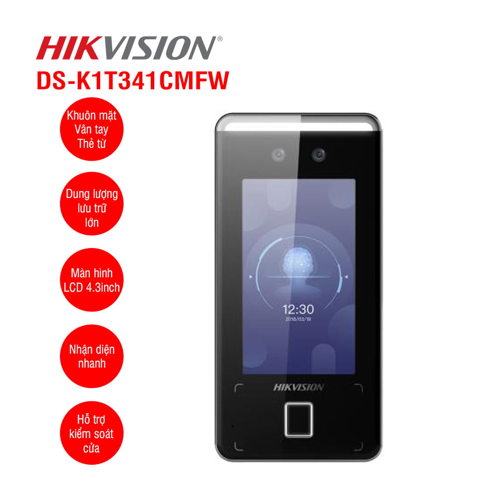 Máy chấm công khuôn mặt HIKVISION DS-K1T341CMFW may cham cong khuon mat hikvision ds k1t341cmfw